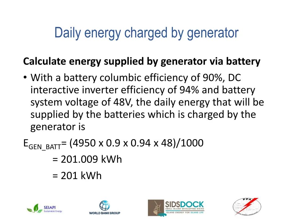 daily energy charged by generator 2