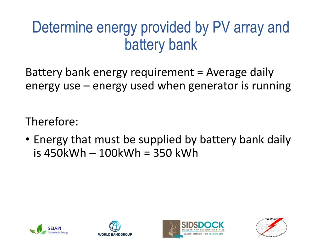 determine energy provided by pv array and battery