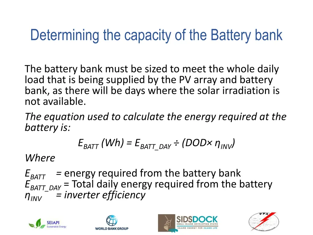 determining the capacity of the battery bank