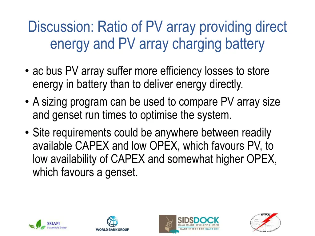 discussion ratio of pv array providing direct