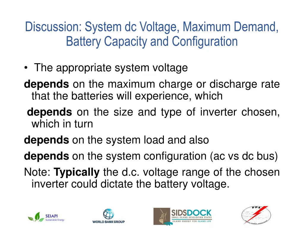 discussion system dc voltage maximum demand