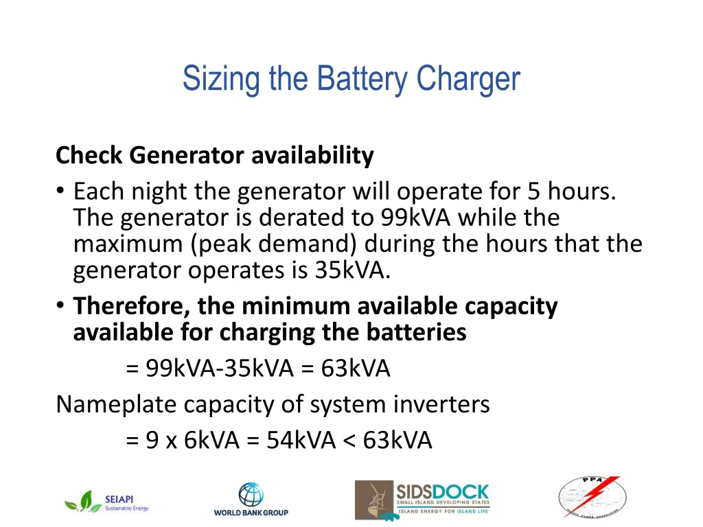 sizing the battery charger