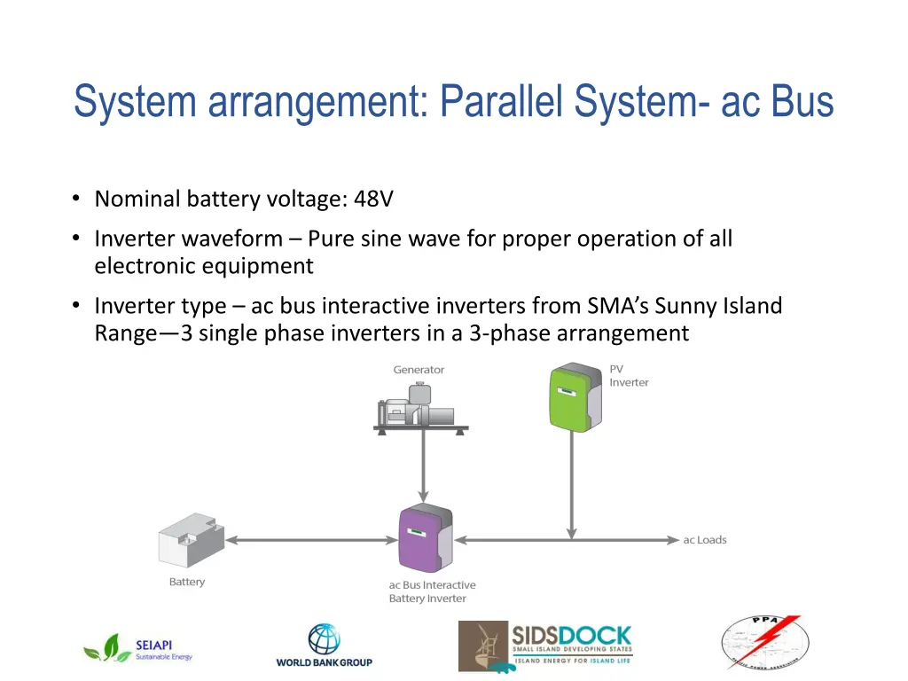 system arrangement parallel system ac bus