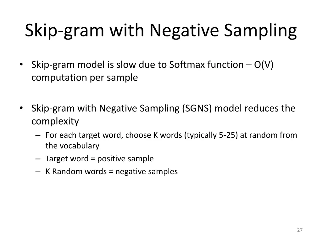 skip gram with negative sampling