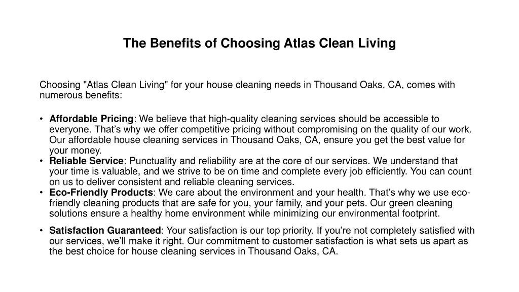 the benefits of choosing atlas clean living