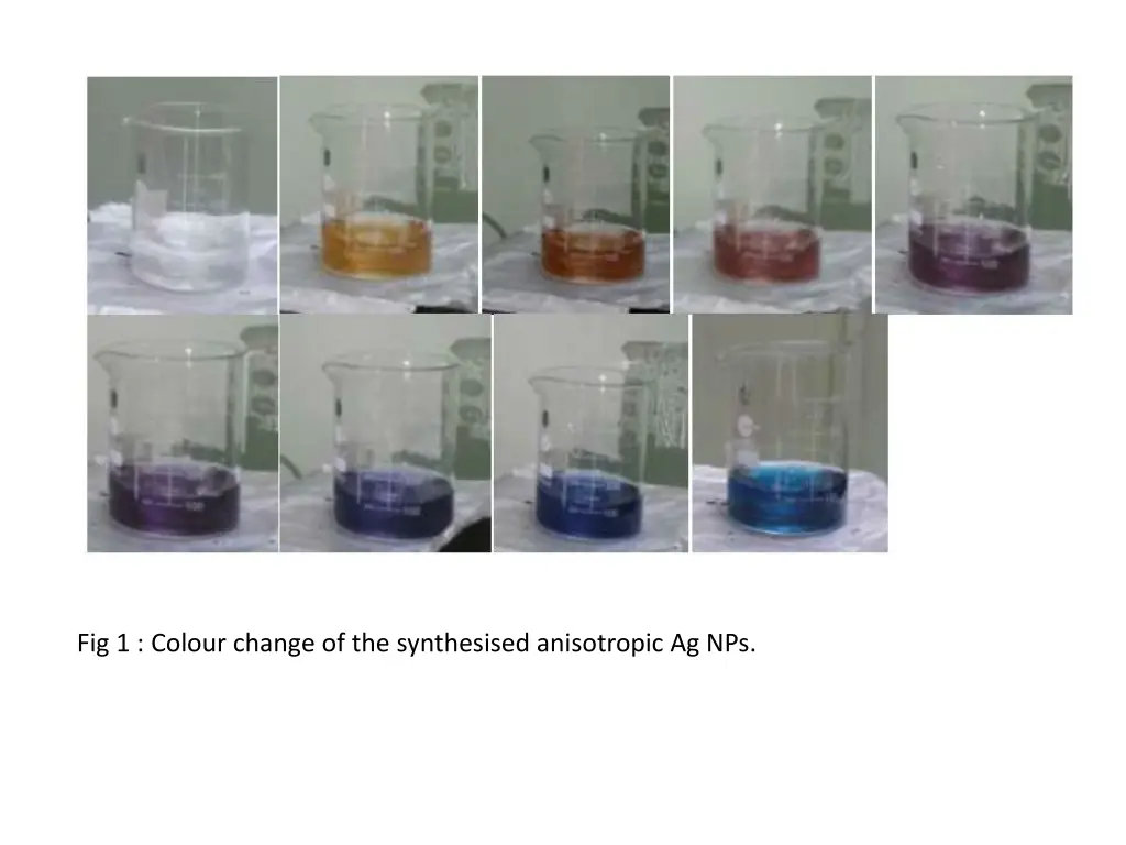 fig 1 colour change of the synthesised