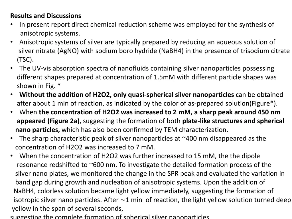 results and discussions in present report direct