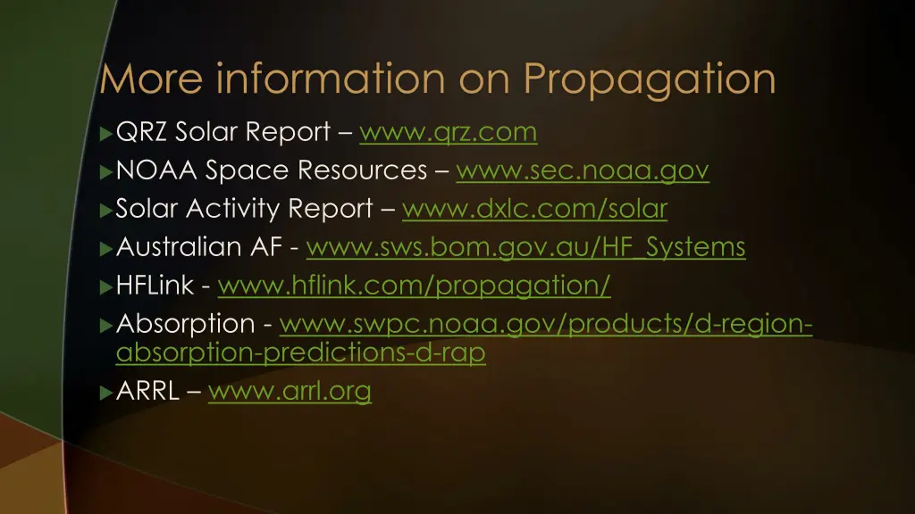 more information on propagation