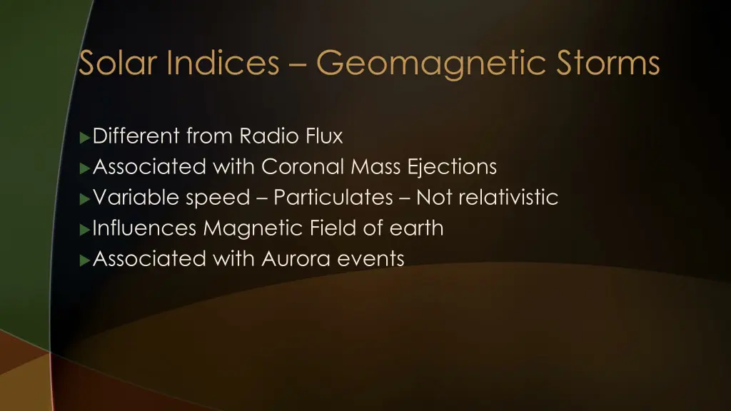 solar indices geomagnetic storms