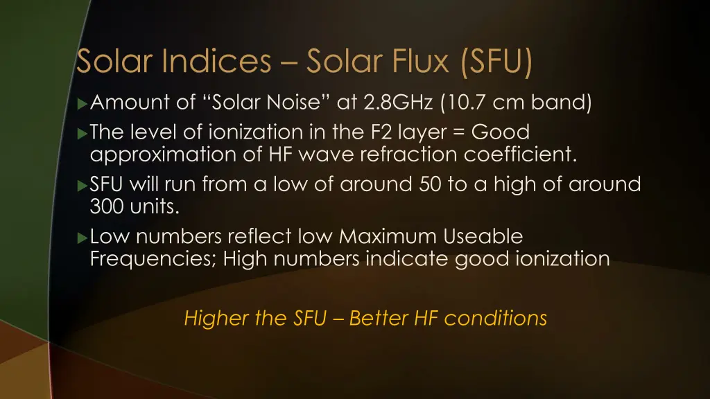 solar indices solar flux sfu