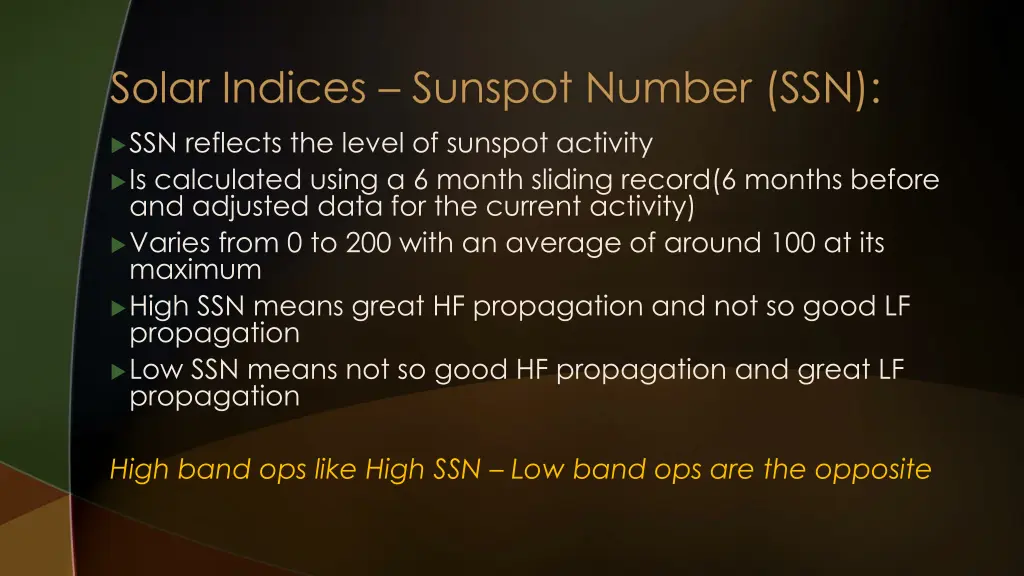 solar indices sunspot number ssn