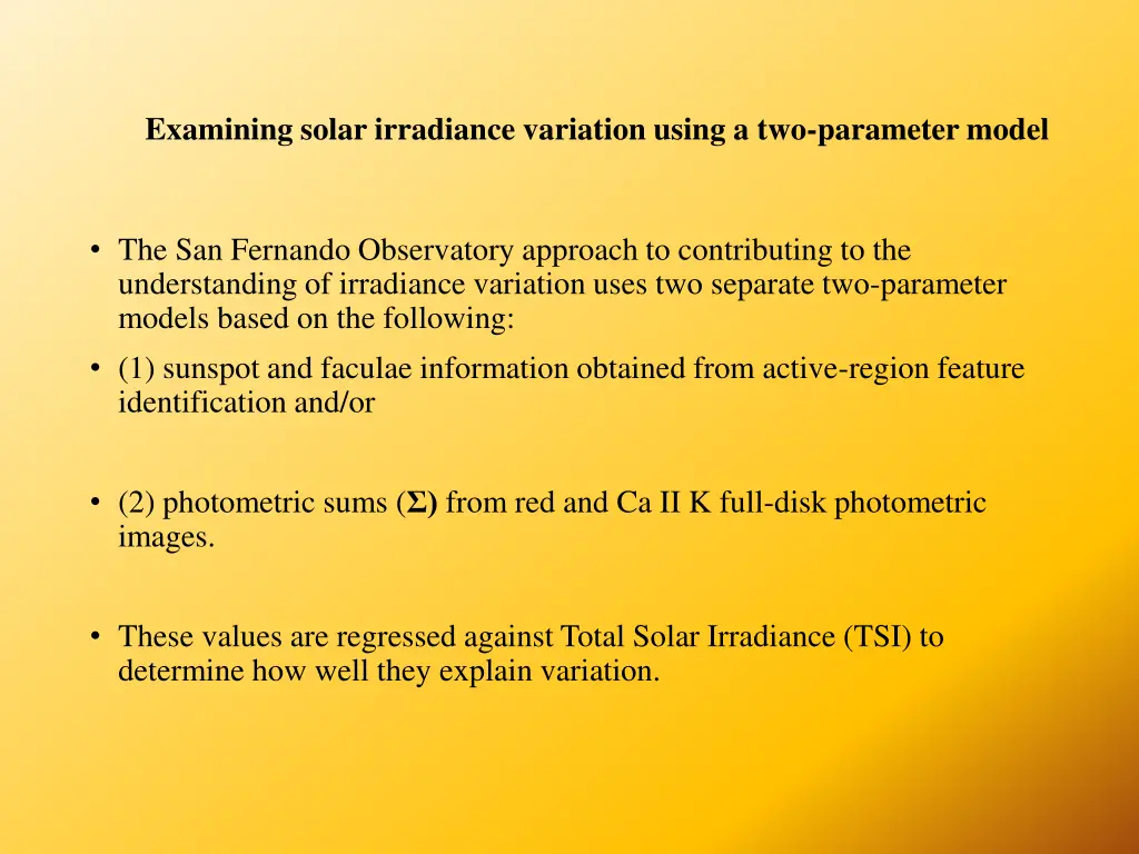 examining solar irradiance variation using