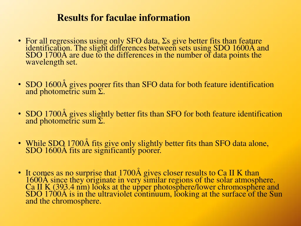 results for faculae information