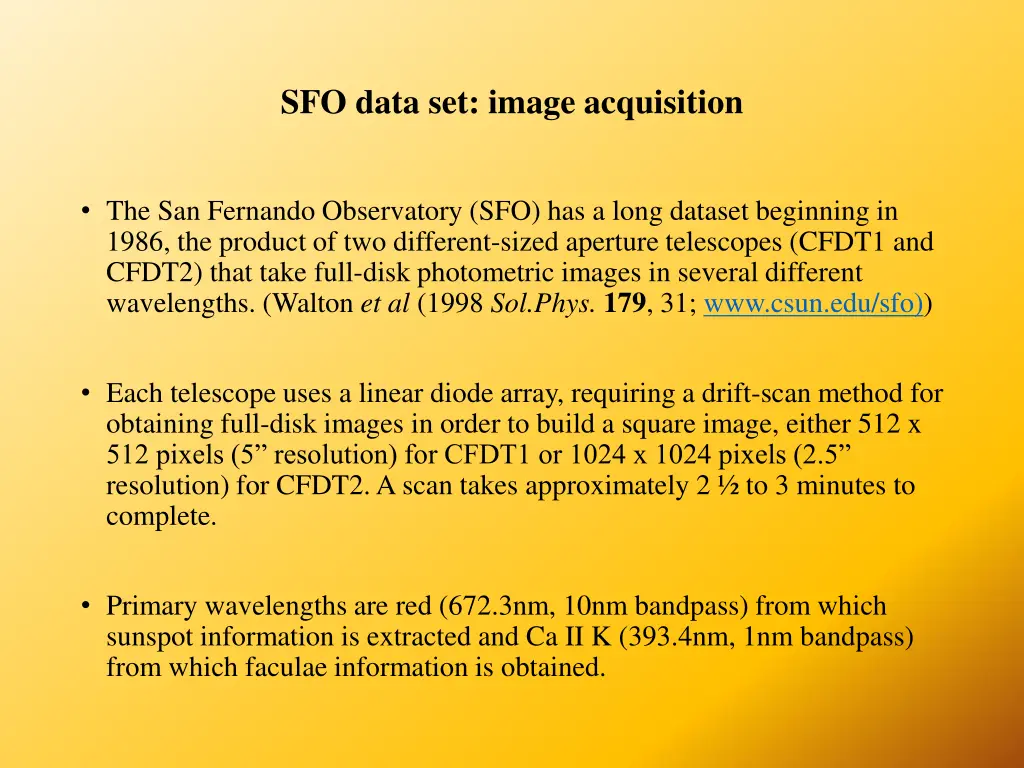 sfo data set image acquisition