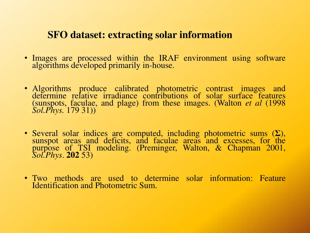 sfo dataset extracting solar information