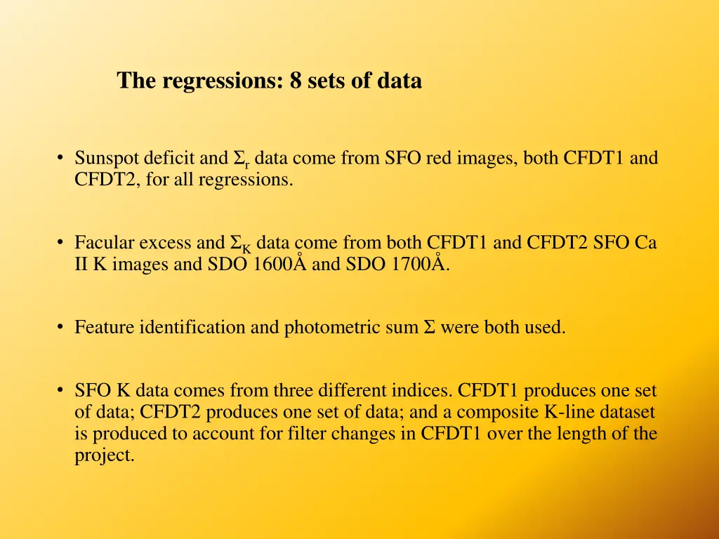 the regressions 8 sets of data