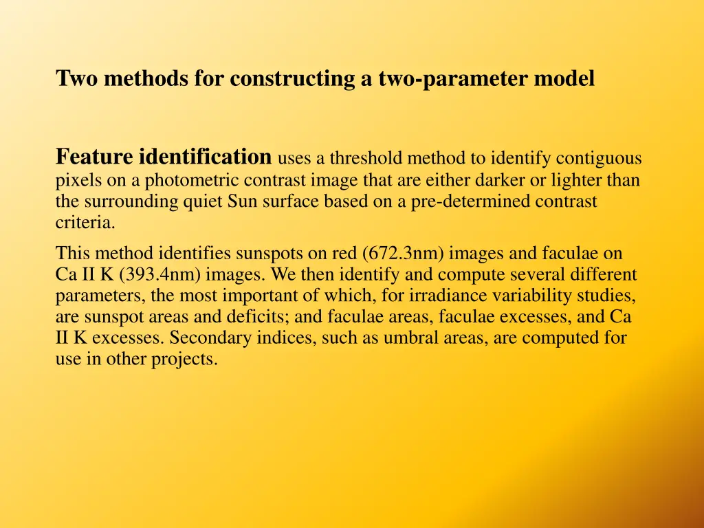 two methods for constructing a two parameter model