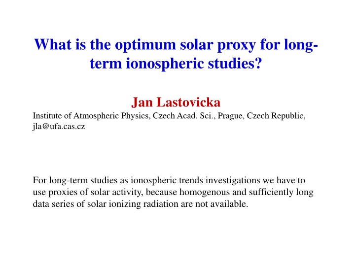 what is the optimum solar proxy for long term