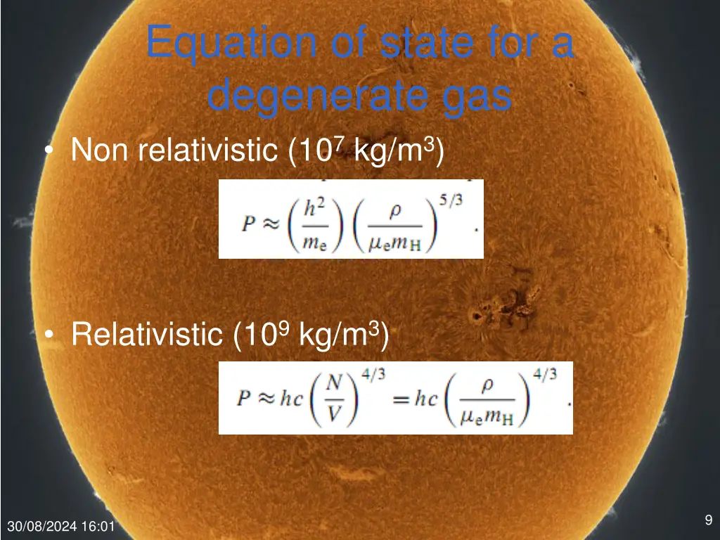 equation of state for a degenerate