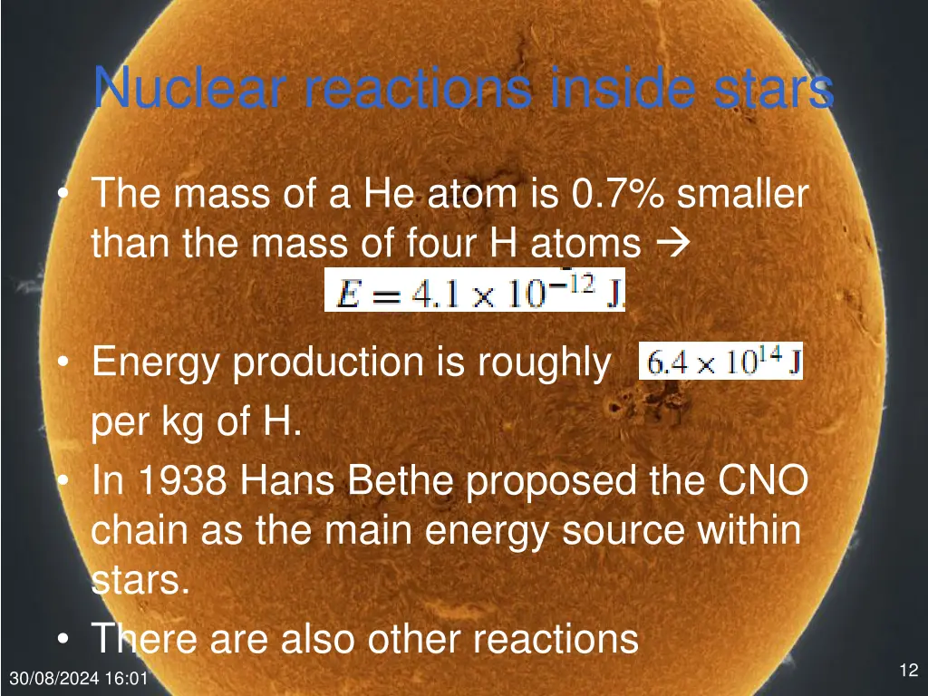 nuclear reactions inside stars