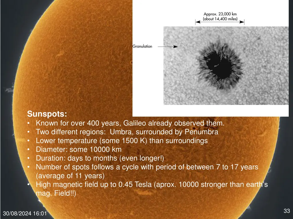 sunspots known for over 400 years galileo already