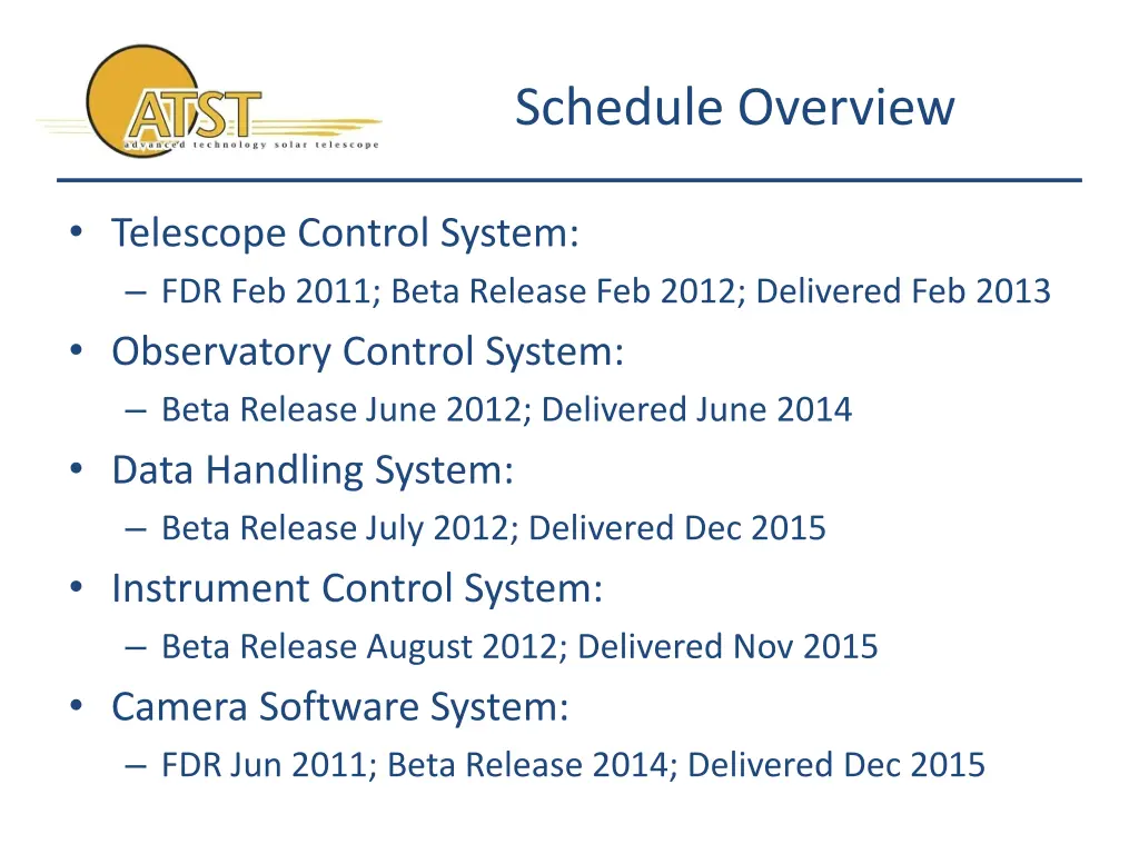 schedule overview