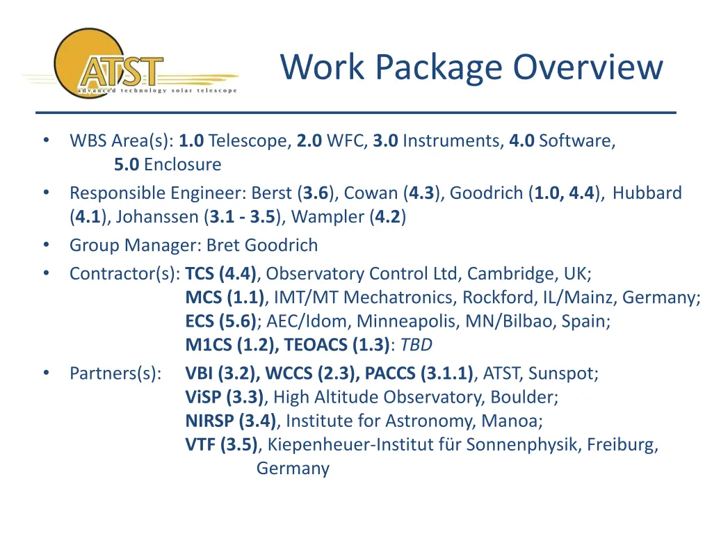 work package overview 1