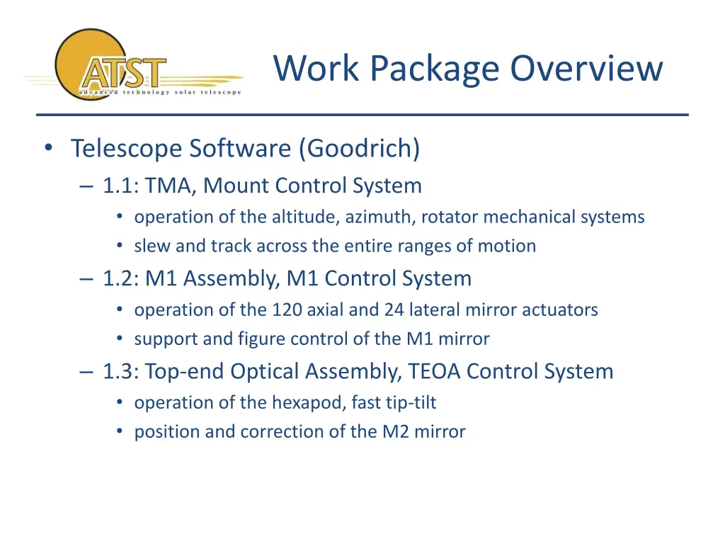 work package overview 2