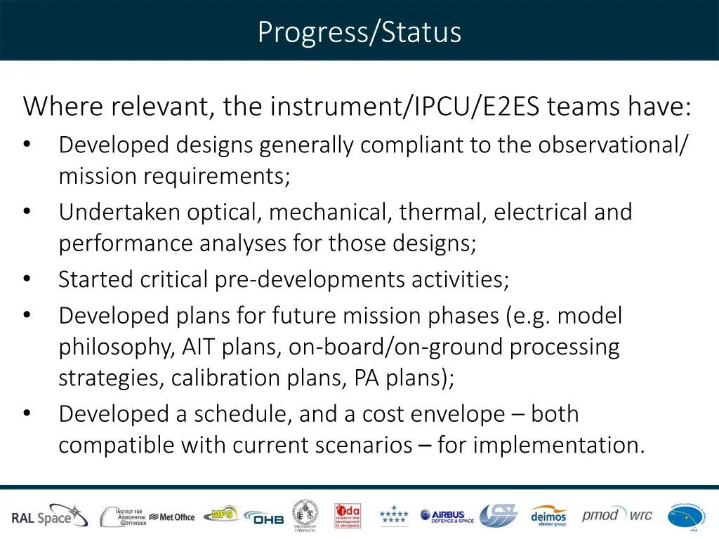 progress status