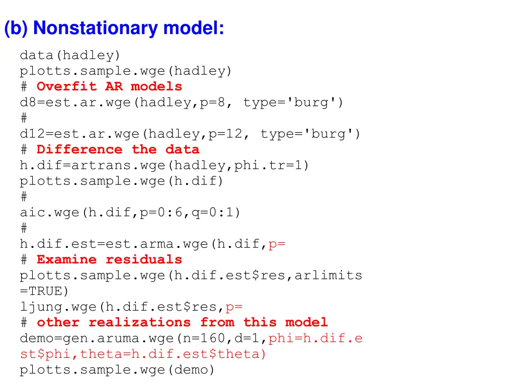 b nonstationary model