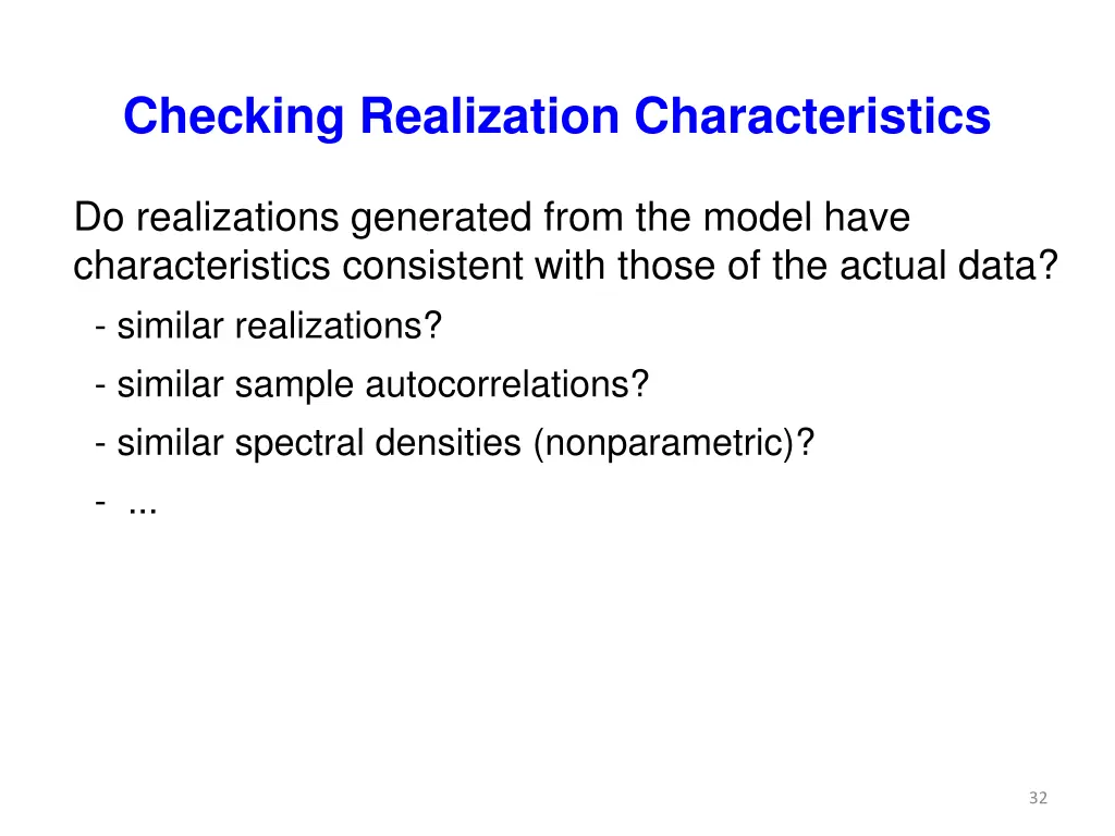 checking realization characteristics