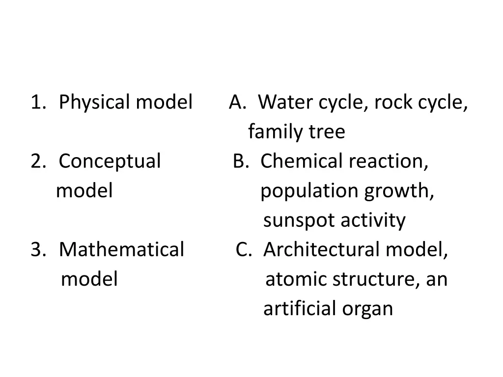 1 physical model a water cycle rock cycle family