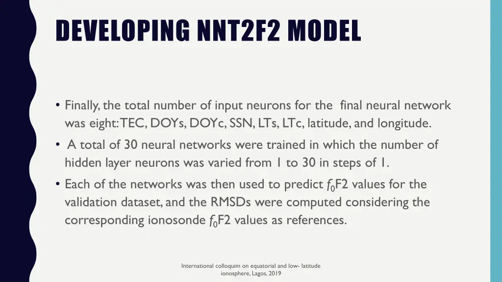 developing nnt2f2 model