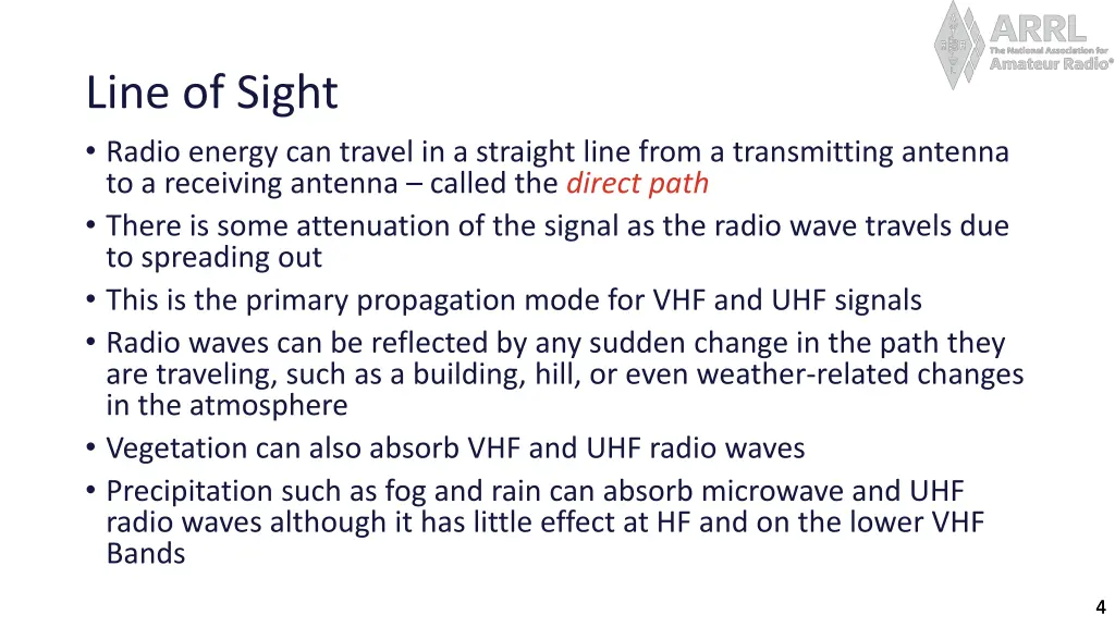 line of sight radio energy can travel