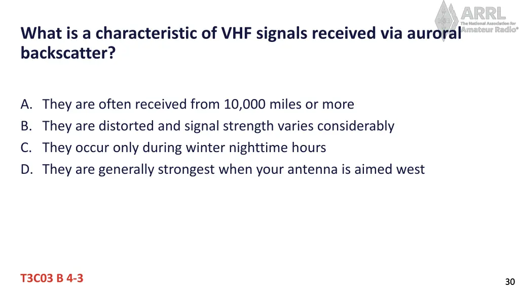 what is a characteristic of vhf signals received