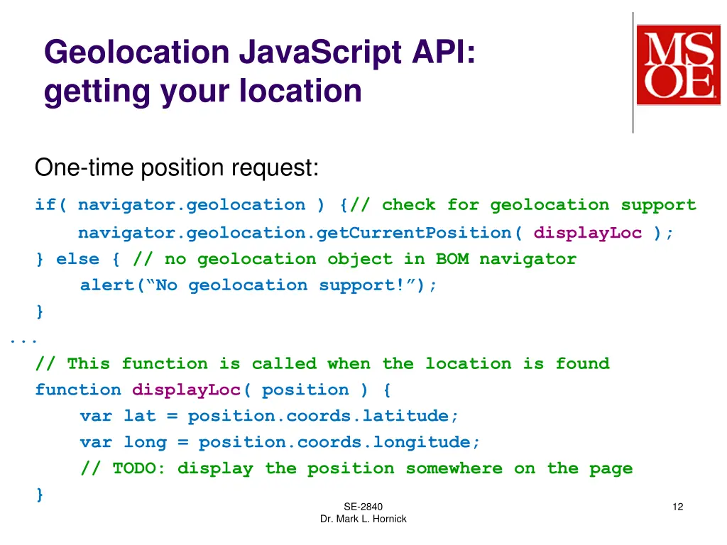 geolocation javascript api getting your location