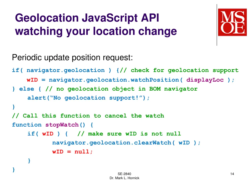 geolocation javascript api watching your location