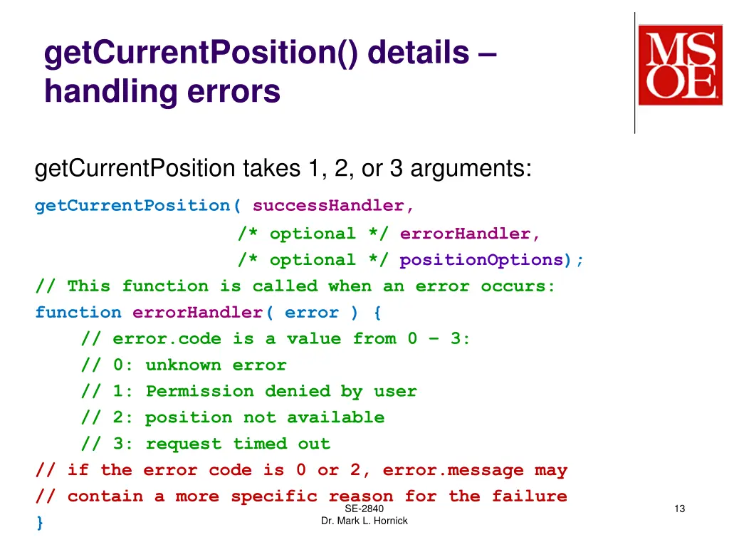 getcurrentposition details handling errors