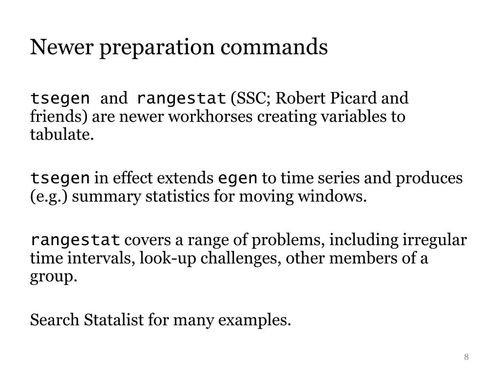 newer preparation commands