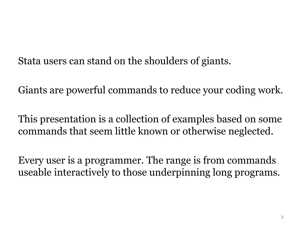 stata users can stand on the shoulders of giants