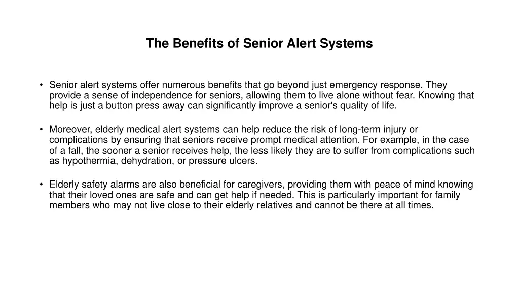 the benefits of senior alert systems