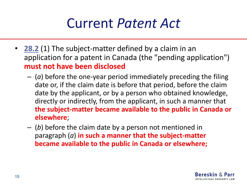 current patent act