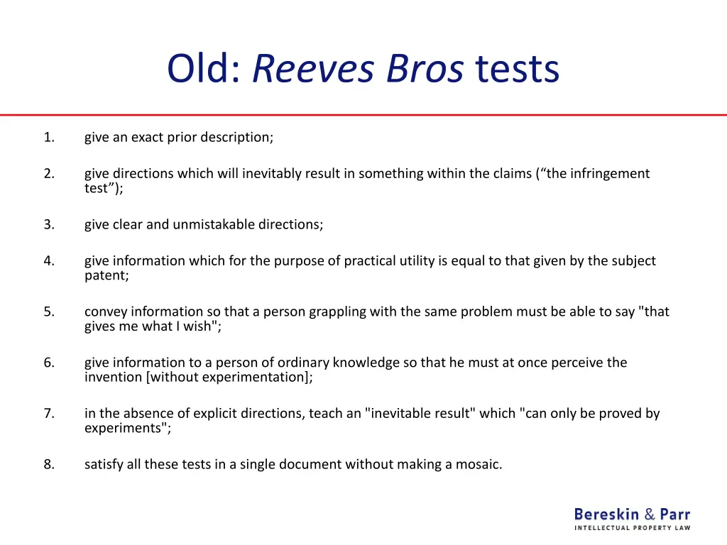 old reeves bros tests