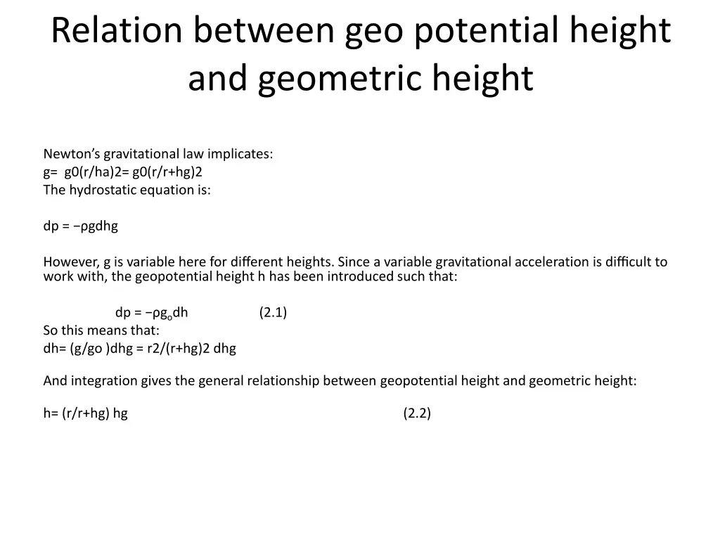 relation between geo potential height