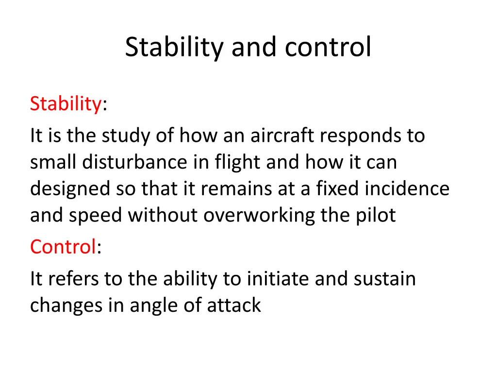 stability and control