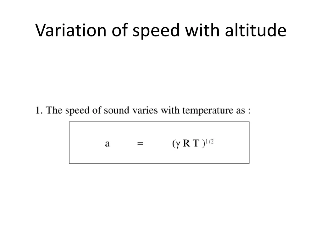 variation of speed with altitude