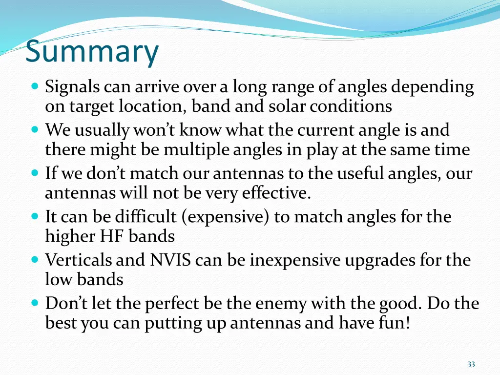 summary signals can arrive over a long range