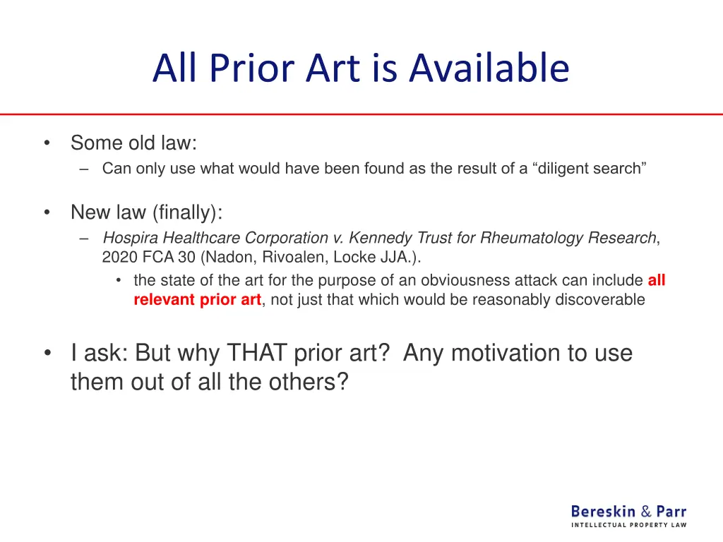 all prior art is available