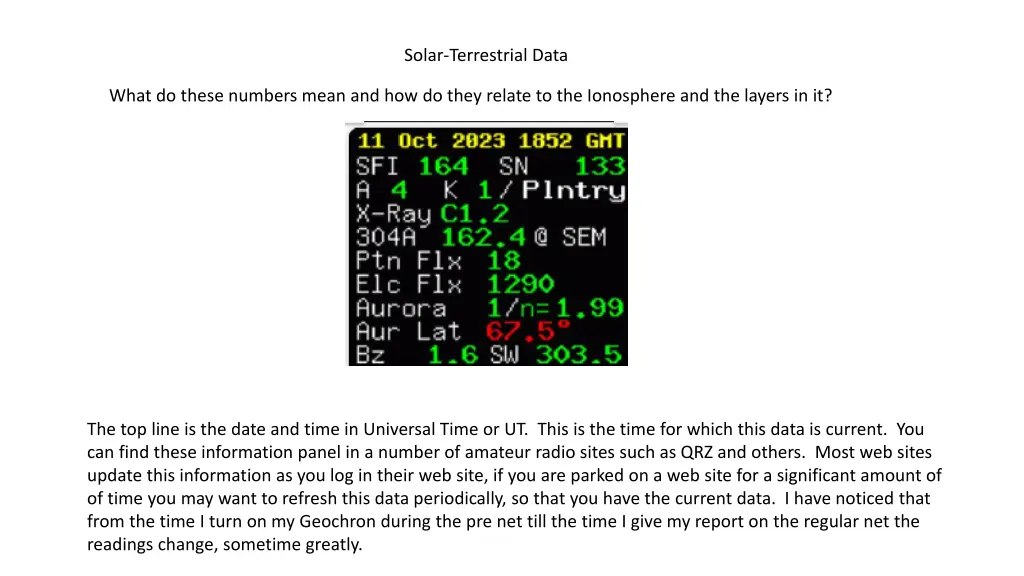 solar terrestrial data