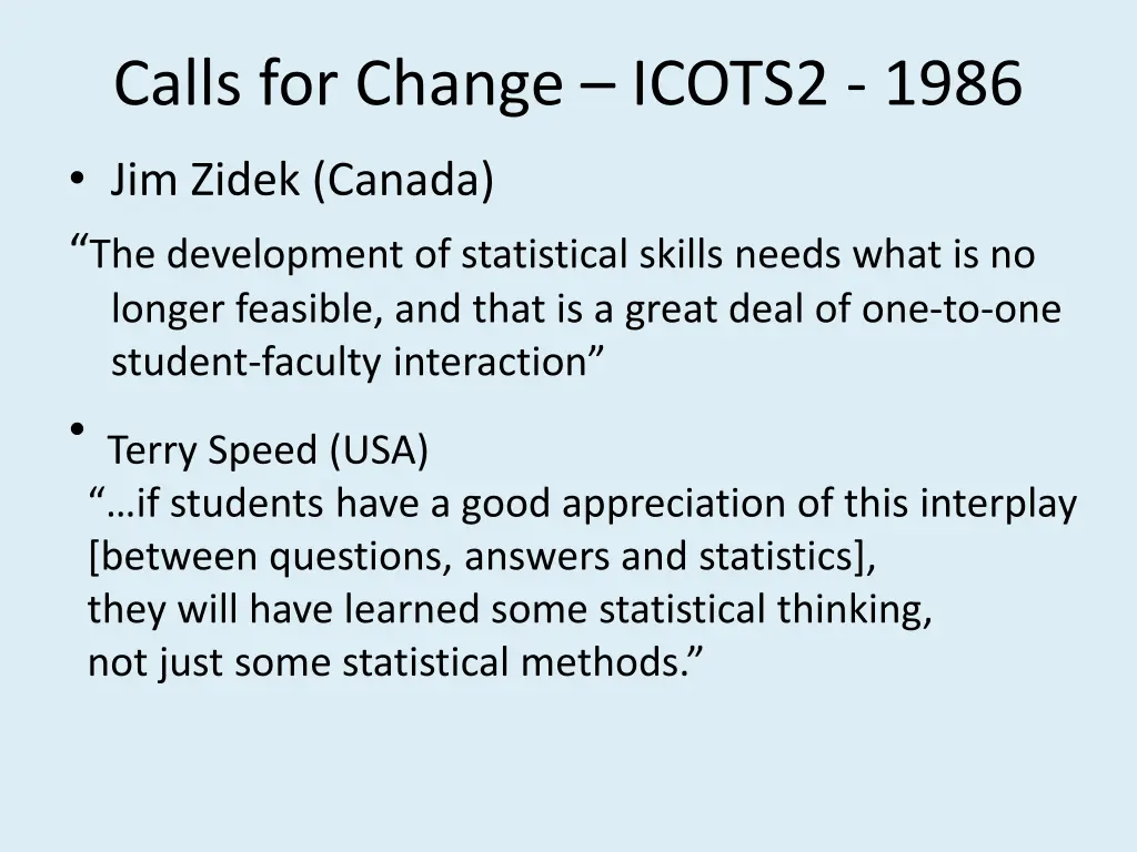 calls for change icots2 1986